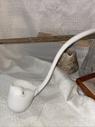 Vtg MCM Westmoreland Hand Blown  Milk Glass Punch Ladle 14" with Ice Lip, Rare