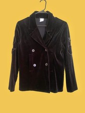 Vintage 90s Y2k Sonia Rykiel Black Velvet Double Breasted Blazer Jacket France