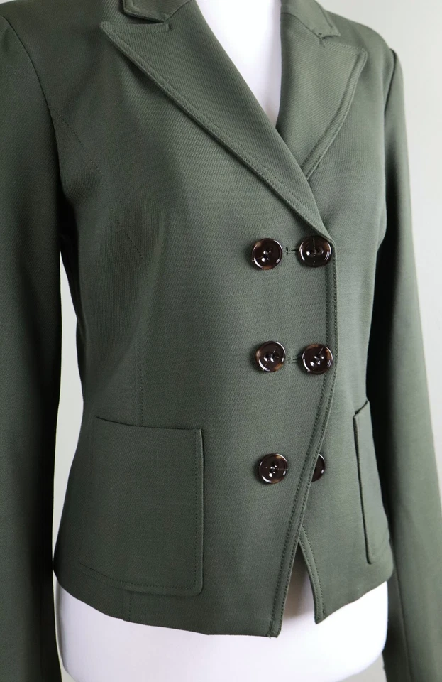 VALE LA PENA Nueva York $329 Verde Sólido Doble Pecho Lana Blazer Chaqueta Top Talla 4 Foto 3 de 4
