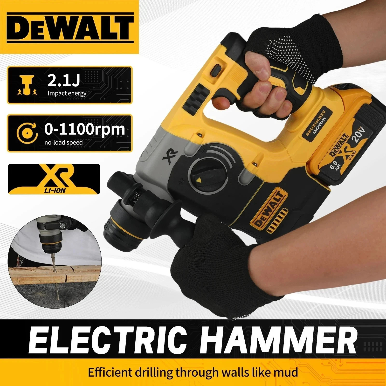 DEWALT DCH273N-XJ 18V XR Brushless 24mm SDS-Plus Hammer Drill - (Tool Only)