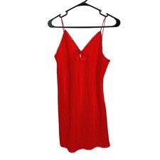 Red Lace Trim Slip Dress Small Mini Romantic Coquette Y2K Vintage Lingerie