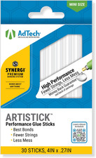 Mini Artistick 4" High Performance Stringless Hot Glue Sticks - 30 Sticks, Hi-Te 0.33 per gallon