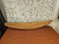 vtg carved wood half hull ship model wall hanging 35" Long