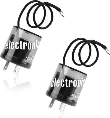 2 Pack 2 Pin LED Flasher Relay with Ground Wire, 12V Universal Car Blinker Relay
