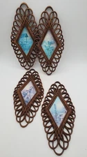 Set of (4) Vintage Burwood Diamond Shaped Home Decor Plaques, HOMCO