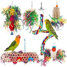 Durable Shredding Bird Toy with Multi-Colored Rope Perch - Ideal for All Birds