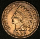 1905 INDIAN HEAD CENT BRIGHT RED UNCIRCULATED DETAILS COLOR TONED