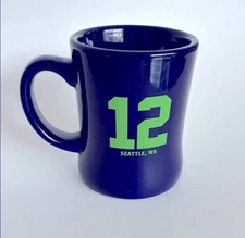Tully’s Seattle 12th Man Seahawks Coffee Mug Cup Blue Green 