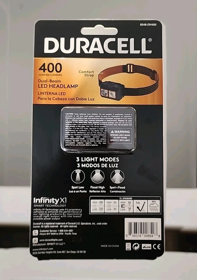 Faro Duracell 400 lúmenes doble haz 3 modos con tecnología inteligente Infinity X1 - NUEVO Foto 2 de 2