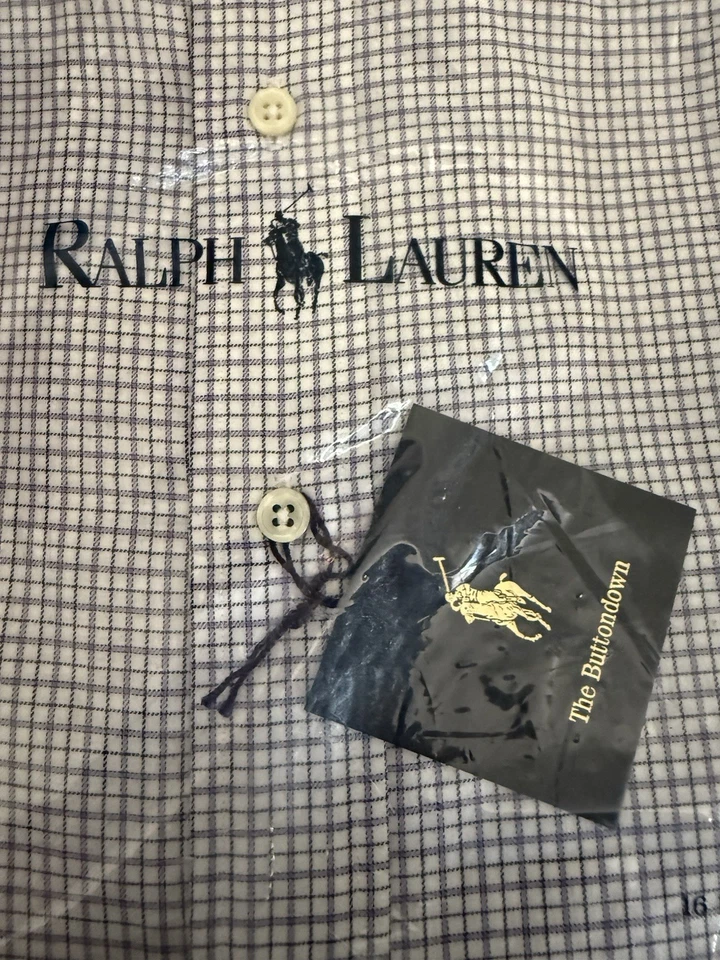 NUEVO CON ETIQUETAS Polo Ralph Lauren Camisa de Vestir Para Hombres 16 1/2-34/35 Lavanda Crema Púrpura Blanco Foto 3 de 4