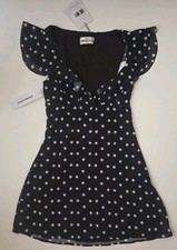 Princess Polly I Guess So Black Polka Dot Mini Dress Sz Petite 0 NWT