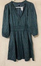 GAP Green Floral Short Dress Size X-Small Women's Fit & Flare Puff Sleeve Cotton