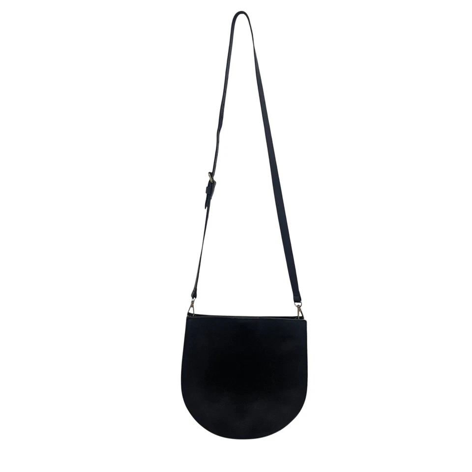 Bolso Bandolera Madewell The Transport U Cuero Negro Correa Ajustable Cremallera Foto 2 de 4