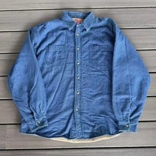 Wrangler Vintage Men's Sherpa Lined Button Down Denim Shirt Jacket Size XL