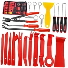  24Pcs Trim Removal Tool Set with Pick & Clip Red-Auto Trim Removal Tool Kit