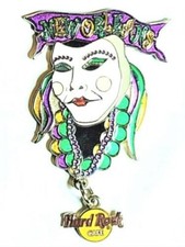 Hard Rock Cafe HRC 2003 New Orleans Mardi Gras Mask Dangle Lapel Pin