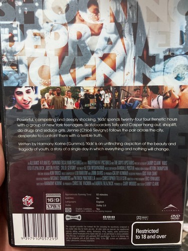 Kids region 4 DVD (1995 Larry Clark / Chloe Sevigni teen drama movie) - Picture 2 of 2