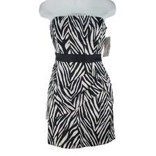 Speechless Dress Size 5 Sheath Peplum Zebra Print Party Clubbing Bodycon New