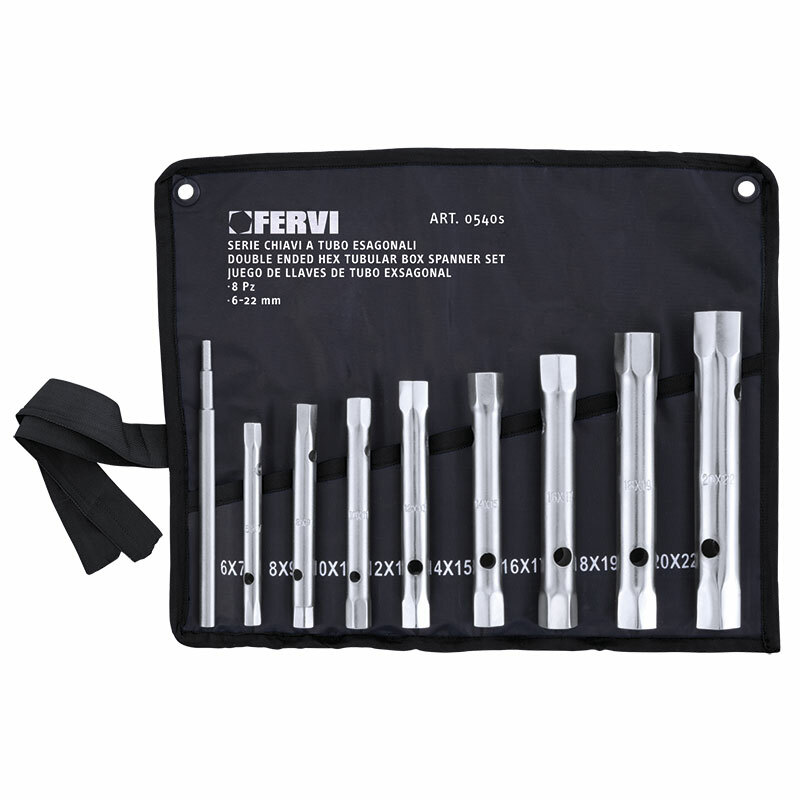 Serie 8 chiavi a tubo cromo vanadio 6-32 mm codice 0540S marca FERVI