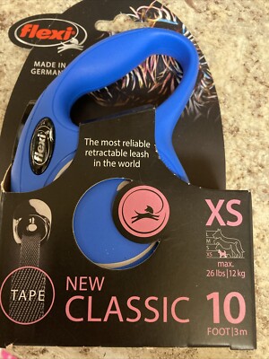 Flexi New Classic Retractable Tape Dog Leash X-Small 10-Foot Blue 26-lb. Dogs