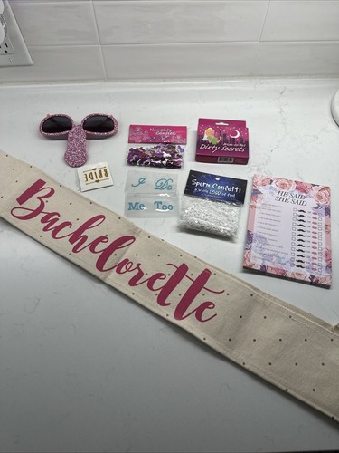 Bachelorette Party Misc Lot Confetti/ Canvas Sash/Games/ I Do Stickers
