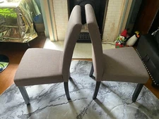 SIMPLIHOME Acadian Parson Dining Chair (Set of 2), Light Mocha Linen Look Fabric