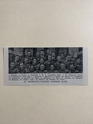 St. Benedict s College Athison Kansas KS 1921 Football Team Picture