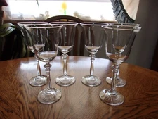 Wine Wafer Crystal Wine 7 3/4"  Double Wafer Stem 1924  Libbey  - Set of 6