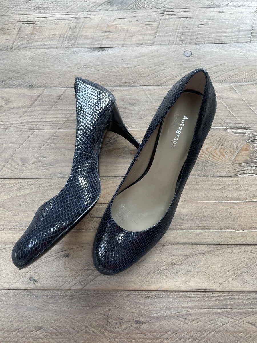Marks Spencer Autograph Navy Blue Court Shoes Size Brand New