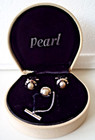 ***Vintage Cultured pearl and silver CUFFLINKS + Tie Tack!! — photo 2