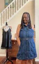 Future Collective Denim Halter Dress - Size 16