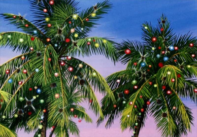 Palm Tree Lights - Red Farm Studios Box of 18 Warm Weather Christmas Cards
