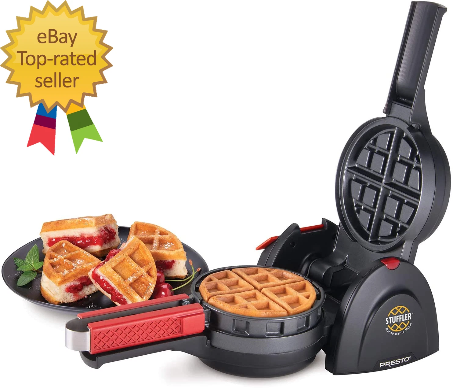 03512 Stuffler Stuffed Waffle Maker, Belgian, Large, Black
