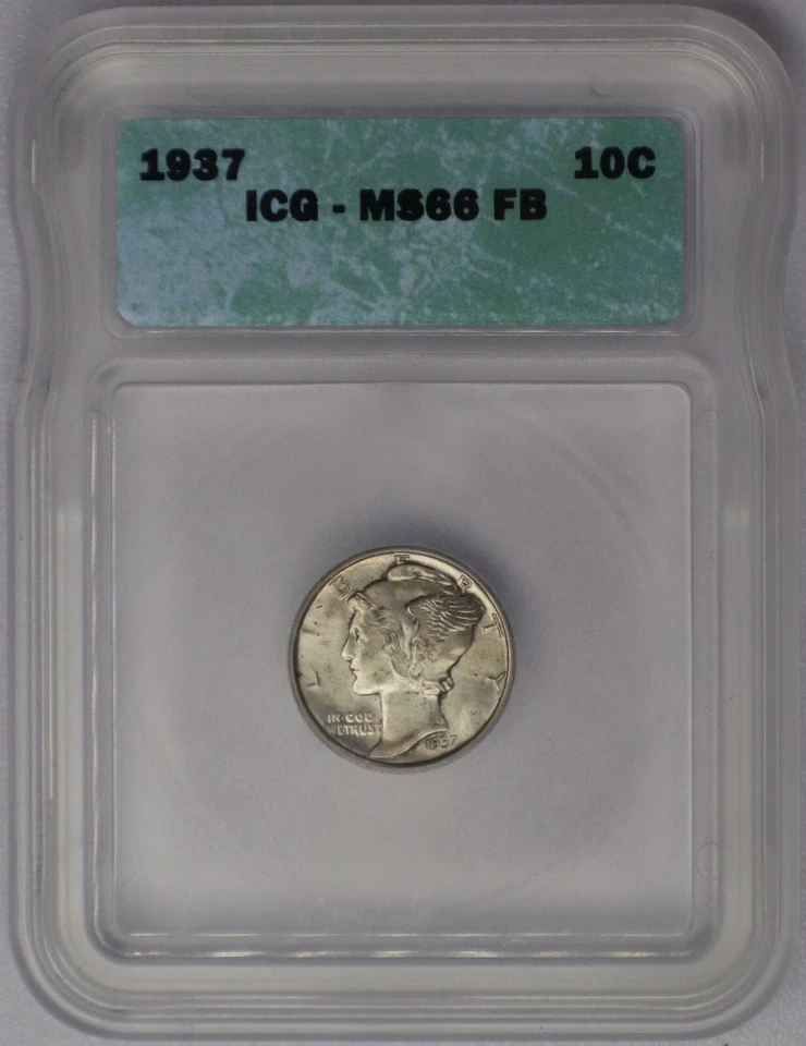 1937 10c Mercury Dime - ICG MS 66 FB - Image 3 of 4