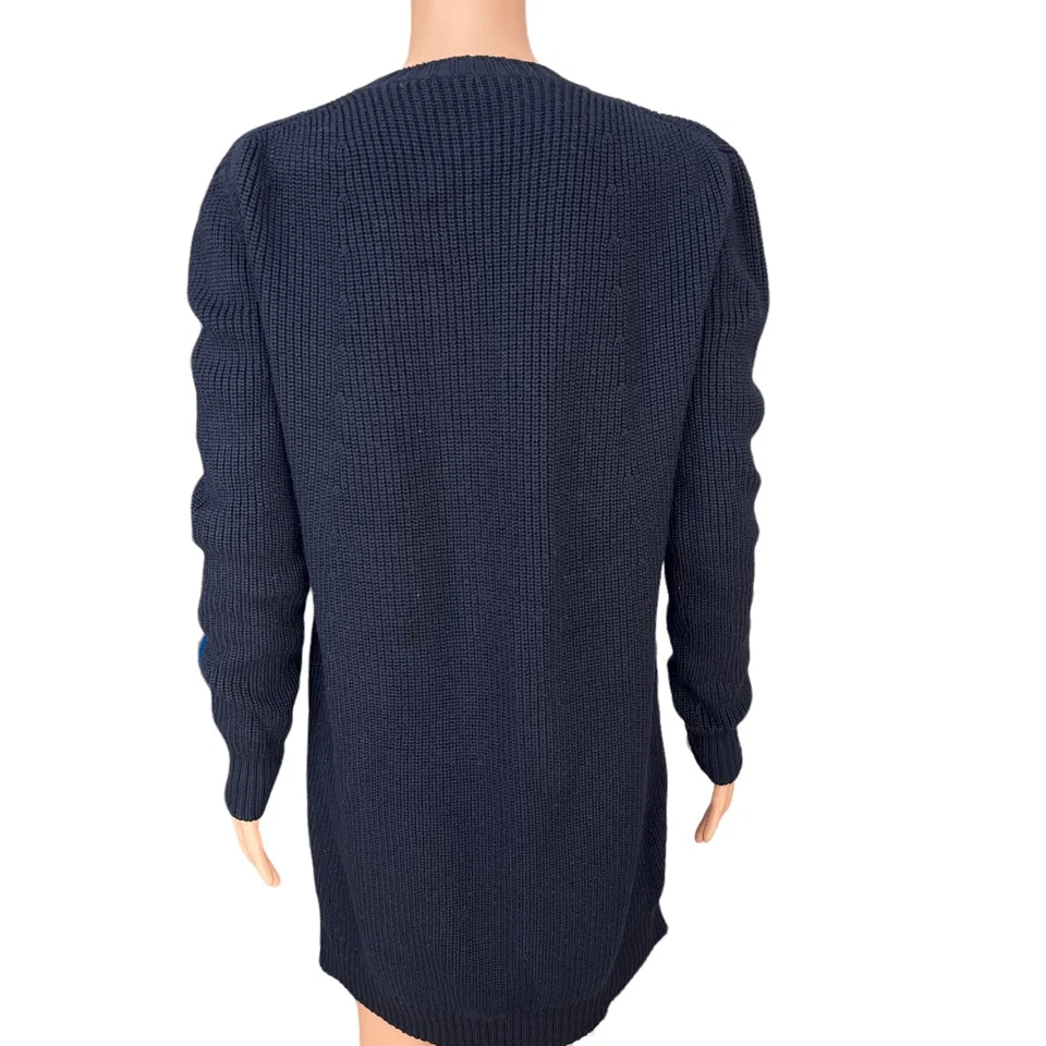 Diesel Negro Dorado Azul Marino Acanalado Tejido Mezcla Lana Suéter Vestido Túnica Talla XS Foto 3 de 4