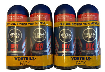 Nivea Men Dry Impact Deo Roll on Herren Antitranspirant 48h Schutz (4x 50ml)