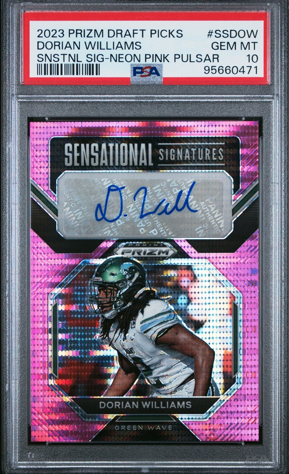 Dorian Williams Panini Prizm Draft Picks Sensational Signature #SSDOW Neon Pink Pulsar