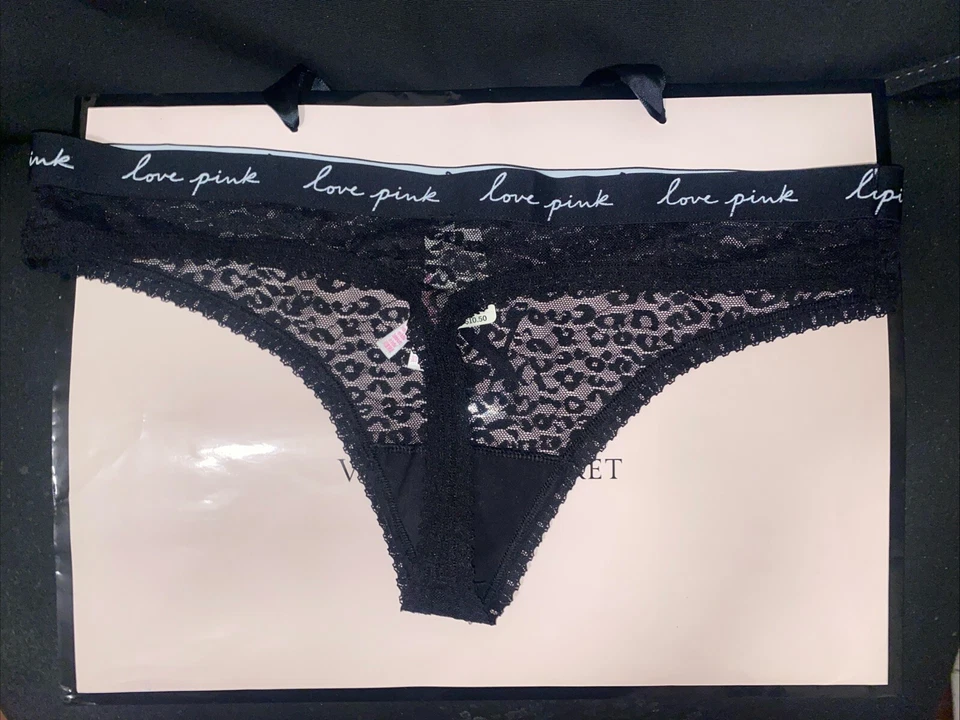 NWT  VICTORIA'S SECRET PINK/Thong/string Black Panty Size XL - Image 3 of 4