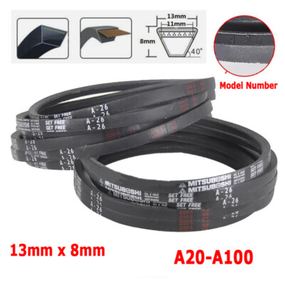 A Section V Belt Sizes A20-A100 Rubber Close Loop Power Drive V Belt 13mm x 8mm