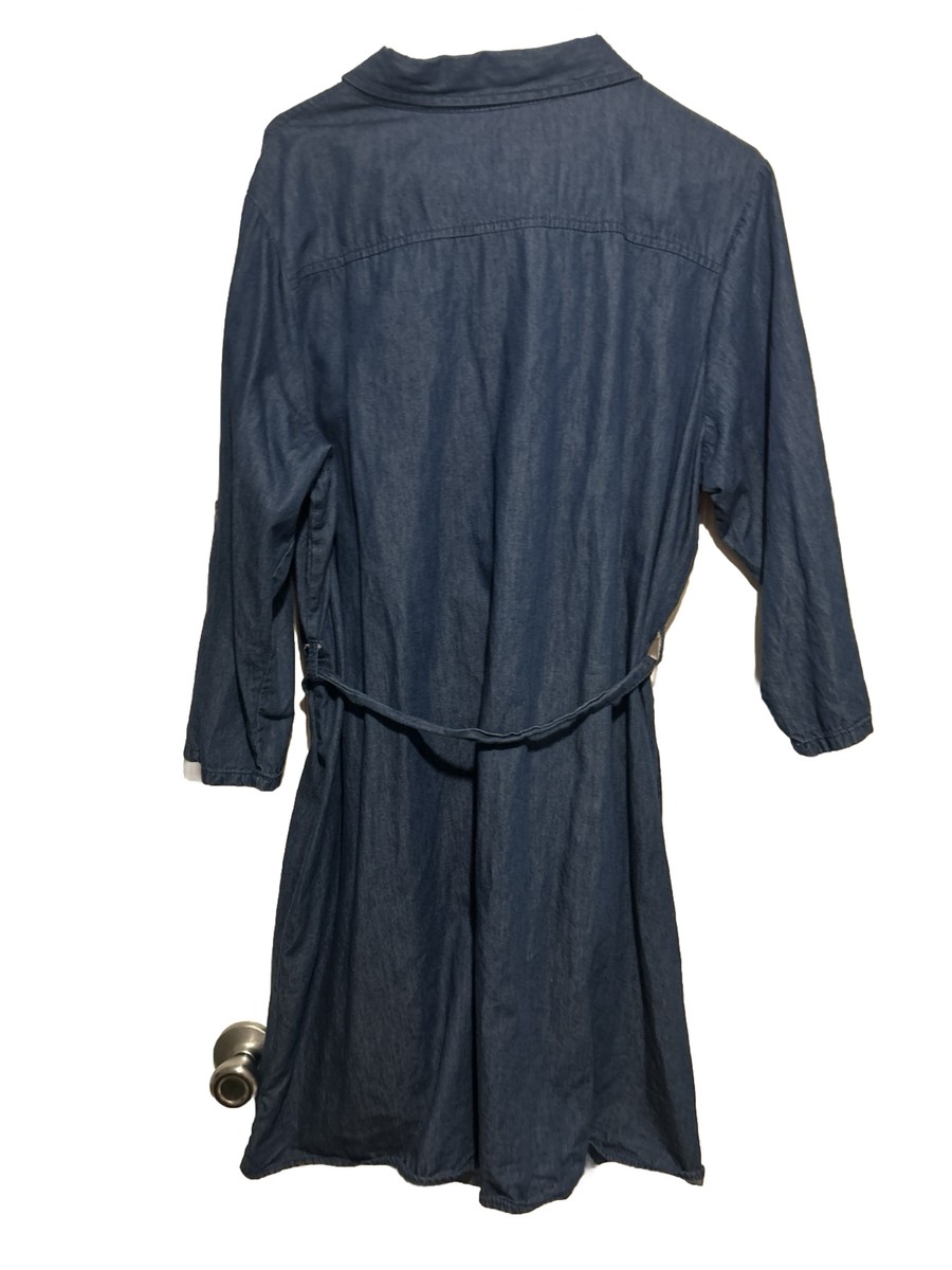 white christmas dresses MPH Collection Women's Wash Denim Shirt Dress With Roll Tab Sleeves Si –  Picky Thrifter main image 0