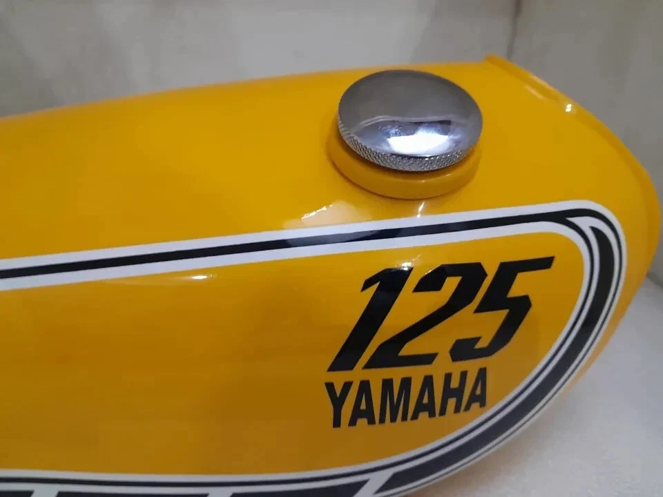 Yamaha Yz125 Yz 125 1976 Yellow Painted Steel Petrol Fuel Tank +Cap |Fit For - Изображение 3 из 4