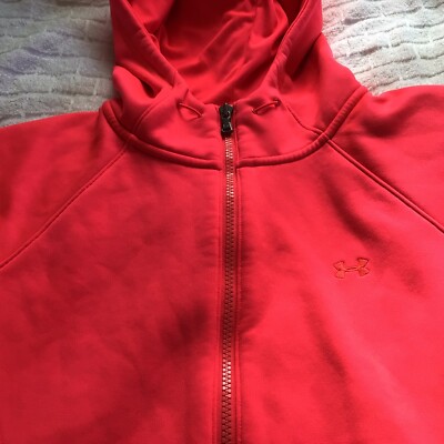 Womens Under Armour Size Small Semi-Fitted Neon Pink Full Zip Hoodie Sweatshi