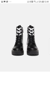 zara embossed leather platform ankle boots