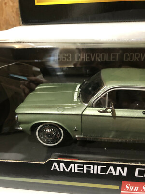 Chevrolet Corvair Coupé 1963 Sunstar 1/18 – Bleu, Modèle 1482, Miniature De Collection Rare