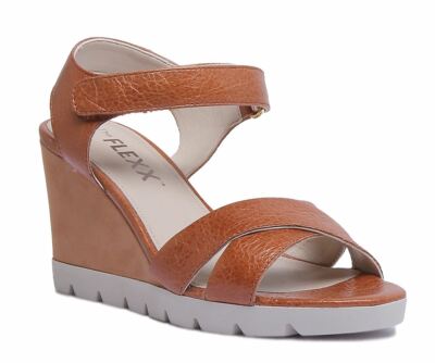The Flexx Lot Off S-Flex Sandalette mit Keilabsatz in Cognac Größe UK 3 - 8