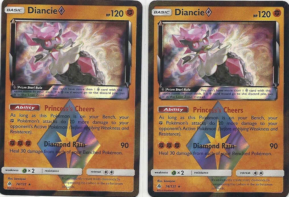 2 RARE DIANCIE PRISM STAR 74/131- HOLO- FORBIDDEN LIGHT Pokemon Card-MINT