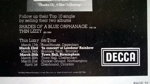 MUSIC WEEK TOP 30 ALBUM CHARTS 17.3.1973 THIN LIZZY Shades - Picture 6 of 6