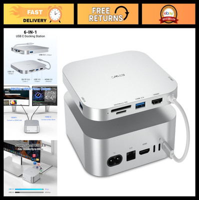 6-in-1 USB-C Docking Station for Mac mini - 4K HDMI, USB Hub, Card Reader, Multi