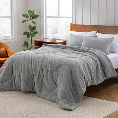 Berkshire Heathered Retro Comfort Plush Rev Microfiber Comforter Set - Ultra-Sof