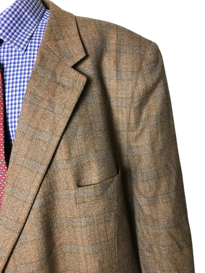 Petrocelli sportcoat jacket brown check 2 Button Wool men’s 58L - Image 3 of 4